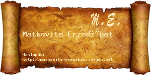 Matkovits Erzsébet névjegykártya
